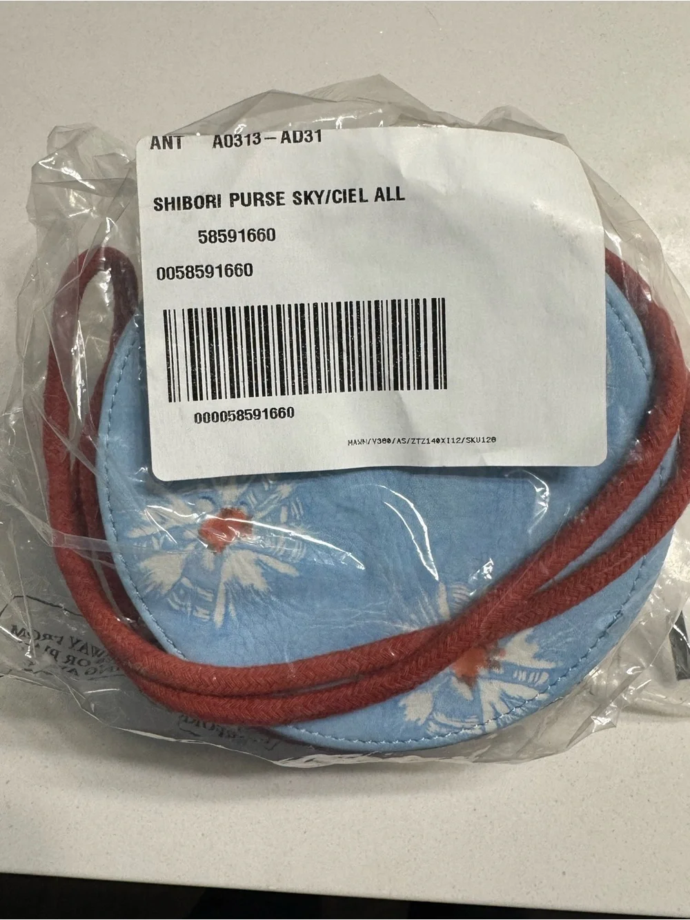 Light Blue Shibori-Dyed Round Crossbody Bag - Genuine Leather